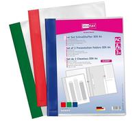 VELOFLEX 4741003 - Dossier rapide VELOFORM, 3 pièces, DIN A4, PVC, couverture avant transparente, convient pour les pochettes à prospectus, vert rouge bleu