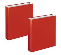 VELOFLEX A115102 - Classeur à anneaux Basic, DIN A5, 2 pièces, rouge, hauteur de remplissage 25 mm, classeur à anneaux avec mécanisme à 2 anneaux