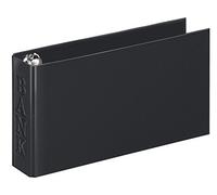 VELOFLEX - Classeur à anneaux Classic A6, mécanisme 2 anneaux en D, noir | Carton laminé brillant avec gaufrage en relief « Bank », dispositif de maintien, remplissage 30 mm, 250 x 140 x 45 mm