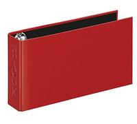 VELOFLEX - Classeur Classic A6, mécanisme 2 anneaux en D, rouge | Carton laminé brillant avec gaufrage à sec « Bank », dispositif de maintien, remplissage 30 mm, 250 x 140 x 45 mm