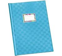 VELOFLEX - Pochette pour cahier DIN A4 en PP bleu clair, 25 pièces | Film PP opaque avec effet raphia, au format portrait, avec étiquette nominative à remplir