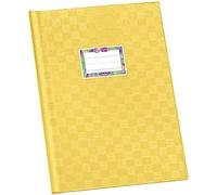 VELOFLEX - Pochette pour cahier DIN A4 en PP, jaune, 25 pièces | Film PP mat à aspect raphia, au format portrait, avec étiquette nominative à remplir