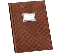 VELOFLEX - Pochette pour cahier DIN A4 en PP marron, lot de 25 | Film PP opaque à aspect raphia, au format portrait, avec étiquette nominative à remplir