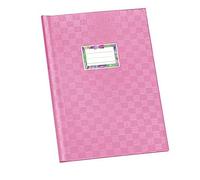 VELOFLEX - Pochette pour cahier DIN A4 en PP rose, 25 pièces | Film PP mat à aspect raphia, au format portrait, avec étiquette nominative à remplir