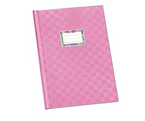 VELOFLEX - Pochette pour cahier DIN A4 en PP rose, 25 pièces | Film PP mat à aspect raphia, au format portrait, avec étiquette nominative à remplir