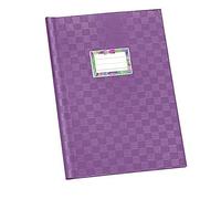 VELOFLEX - Pochette pour cahier DIN A4 en PP violet, 25 pièces | Film PP opaque à aspect raphia, au format portrait, avec étiquette nominative à remplir