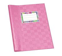 VELOFLEX - Pochette pour cahier DIN A5 en PP rose, lot de 25 | Film PP opaque à aspect raphia, au format portrait, avec étiquette nominative à remplir