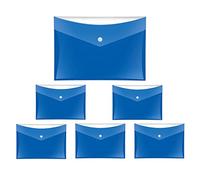 VELOFLEX - Pochettes pour documents VELOCOLOR format A5, bleues, lot de 6 | Pochette en PP résistante à l'arc, avec bouton-pression, compartiment au dos, jusqu'à env. 100 feuilles de 80 g/m²