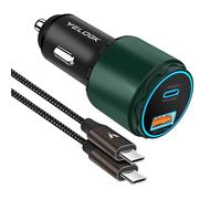 VELOGK Chargeur allume-cigare USB Type C super rapide 73 W Turbo, adaptateur de voiture USB C 55 W 45 W PPS/PD&QC3.0/Super Fast Charging 2.0 pour Samsung S23 Ultra/S22+/S21/S20/Note 20/10 Plus, iPad