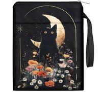 VeloKomo Housse de protection étanche avec fermeture éclair pour livres de poche Motif floral et lune Noir