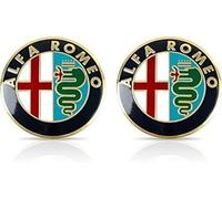 VELOMY Auto Emblème Logo pour Alfa Romeo 159 2005-2011, Haute qualité ABS DéCoration D'EmblèMe Avant et Arrière D'Autocollant Armatures de Caisse Logo de Remplacement Accessoiresde Style,74mmB