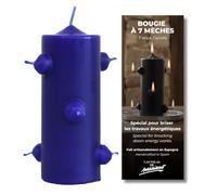 Velon bleu 7 mèches pour rituels de nettoyage et de protection • 16 cm de haut x 5,5 cm de large • puissante bougie ésotérique pour les énergies négatives, la magie blanche et les travaux spirituels