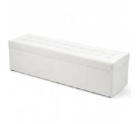 VELORA H&L Banquette Coffre 45 x 160 cm Blanc - Grand Banc de Rangement en Velours, Bout de Lit Rembourré avec Grand Coffre, Structure Solide, Charge jusqu'à 300 kg