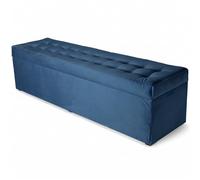 VELORA H&L Banquette Coffre 45 x 160 cm Bleu - Grand Banc de Rangement en Velours, Bout de Lit Rembourré avec Grand Coffre, Structure Solide, Charge jusqu'à 300 kg