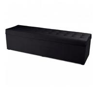 VELORA H&L Banquette Coffre 45 x 160 cm Noir - Grand Banc de Rangement en Velours, Bout de Lit Rembourré avec Grand Coffre, Structure Solide, Charge jusqu'à 300 kg