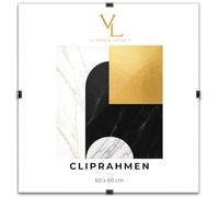 VELORA H&L Cadre Sans Bordure 60 x 60 cm - Cadre Clip Plexi Transparent pour Photos, Affiches, Posters, Diplômes, Certificats, Puzzles et Œuvres d'Art, Format Portrait ou Paysage