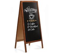 VELORA H&L Chevalet Ardoise 70 x 160 cm Marron - Stop Trottoir Double Face en Bois pour Restaurant Café Commerce, Tableau de Menu, Tableau Noir à Craie, Panneau Publicitaire Extérieur Pliable
