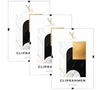 VELORA H&L Lot de 3 Cadres Sans Bordure 24 x 30 cm - Cadres Clip Plexi Transparente pour Photos, Affiches, Posters, Diplômes, Certificats, Puzzles et Œuvres d'Art, Format Portrait ou Paysage
