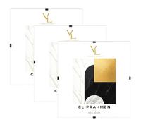VELORA H&L Lot de 3 Cadres Sans Bordure 40 x 40 cm - Cadres Clip Plexi Transparente pour Photos, Affiches, Posters, Diplômes, Certificats, Puzzles et Œuvres d'Art, Format Portrait ou Paysage