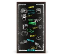 VELORA H&L Tableau à Craie 100 x 200 cm Marron - Tableau Noir Mural avec Cadre en Bois, Ardoise Murale Effaçable pour Cuisine, Bureau, Maison, Restaurant et Café, Tableau Menu et Mémo