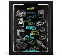 VELORA H&L Tableau à Craie 30 x 40 cm Noir - Tableau Noir Mural avec Cadre en Bois, Ardoise Murale Effaçable pour Cuisine, Bureau, Maison, Restaurant et Café, Tableau Menu et Mémo