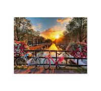 Vélos à Amsterdam，Puzzles 1000 Pièces pour Adultes Enfants, Puzzles en Papier, Jeux Éducatifs, Défi Cérébral Puzzles en Papier pour Adolescents（38x26cm）-A1