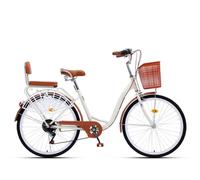 Vélos hybrides à 7 vitesses pour femmes et hommes, vélo de ville à cadre bas, selle arrière en éponge, doubles freins, vélos de banlieue à pédales confortables, garde-boue avant et arrière, béquille