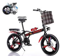Vélos pliants 20 pouces pour adultes | Vélos de ville pliants vintage pour hommes et femmes | Vélos 6 vitesses pour adultes | Sièges et poignées réglables en hauteur | Avec éclairage et panier