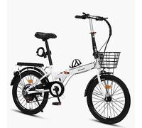 Vélos pliants pour Adultes, Transmission 7 Vitesses en Acier Carbone, vélo de Ville Facile à Conduire avec Porte-Bagages arrière, Garde-Boue Avant et arrière A, 16 Pouces