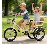 Vélos pour Enfants Jouets À Monter pour Tout-Petits, Conception Stable À 3 Roues Panier Rangement Balade Amusante en Intérieur Extérieur, Tricycle Léger Coloré 2 À 9 Ans(Yellow,18in/44cm)