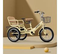 Vélos pour Enfants Vélo À 3 Roues Enfants 2 À 9 Ans, Tricycle Léger Tout-Petits Tandem avec Hauteur Réglable, Vélo Tricycle Confortable, Conception À Double Frein(Yellow,18in/44cm)