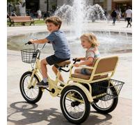 Vélos pour Enfants Vélo Tricycle Enfants À Double Frein Tout-Petits, Tricycle Tout-Petits À 3 Roues, Balade Confortable Tout-Petits sur Jouets Âgés 2 À 9 Ans(Yellow,18in/44cm)