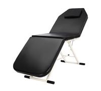 Velosh Chaise longue cosmétique pliable réglable en hauteur pour spa, salon, thérapie, avec appui-tête et bras, sac de transport, jusqu'à 250 kg Noir