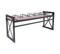 Velosh Étagère à vin murale avec support en verre - 61 x 20 x 26 cm - Noir | Étagère à vin murale à 1 niveau avec 5 supports en verre pour 10 bouteilles et 12 verres, charge maximale de 20 kg