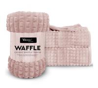 Velosso Couverture gaufrée à carreaux en fausse fourrure de vison côtelée, super pelucheuse, douce, pour canapés, lits, canapé, taille XL, 150 x 200 cm