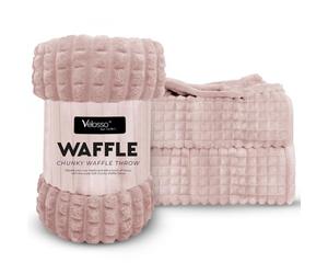 Velosso Couverture gaufrée à carreaux en fausse fourrure de vison côtelée, super pelucheuse, douce, pour canapés, lits, canapé, taille XL, 150 x 200 cm