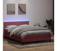 Velour Pink Bed Frame with Mattress 160x210 cm, Adjustable Headboard, LED Lights, Pocket Spring System, Topper Included for Ultimate Comfort and Modern Bedroom Decor
