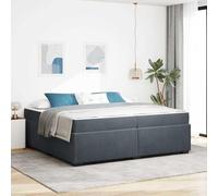 Velours avec Matelas Élégance Moderne contrastée Gris 200 x 200 cm | Cadre de lit avec matelas tissu Gris foncé 200 x 200 cm Lit empereur en velours avec sommier à lattes, literie élégante pour
