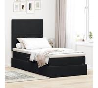 Velours avec rangement LED RGB tête de lit simili cuir Noir 90 x 200 cm | Lit avec rangement et matelas Noir 90 x 200 cm Velours, Tete de lit simili cuir avec LED RGB, Hydraulique et sommier