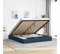 Velours avec Rangement Moderne Bleu 200x200 cm | Cadre de lit ottoman bleu foncé 200x200 cm avec rangement velours hydraulique sans matelas