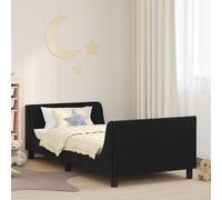 Velours avec Rangement Moderne Rectangulaire 80 x 200 cm Noir | Cadre de lit enfant avec tête de Noir 80x200 cm lit bébé barreau robuste sécurité chambre moderne
