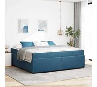 Velours Bois Contraste Noir Blanc lit Matelas Moderne 200 x 200 cm Bleu | Cadre de lit avec matelas Bleu foncé 200 x 200 cm tissu literie complète velours empereur bois lattes sommier résistant