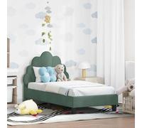 Velours Bois d'ingénierie avec tête de lit à poches Vert 70x140 cm | Cadre de lit tout-petit avec tête de lit Vert Mer Velours, Literie enfant 140x70 avec rangement, Bois ingénierie design