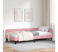 Velours Contreplaqué Design en L Moderne Rose 80x200 cm | Cadre de lit d'angle Rose 80x200 cm Velours et contreplaqué, lit canapé en L gain d'espace avec sommier à lattes pour petit