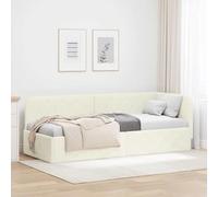 Velours Design en L Moderne canapé Convertible 80 x 200 cm Crème | Lit d'angle Velours Crème 80x200 cm avec Cadre en Contreplaqué, Canapé Lit Modulable pour Petit Espace, Structure Robuste