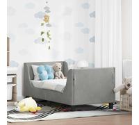 Velours Doux avec Poches de Rangement Moderne Gris Clair 70 x 140 cm | Cadre de lit pour tout-petit avec tête de Gris clair, sommier enfant bois massif, lit bébé Montessori anti-bascule, chambre