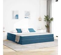 Velours Doux avec Rangement Moderne 200x200 cm Bleu | Lit de rangement avec matelas Velours Bleu foncé 200x200 cm empereur, sommier à lattes intégré, levage hydraulique, cadre en