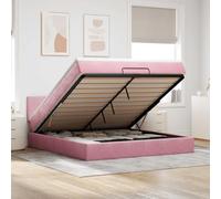 Velours doux avec rangement Ressorts ensachés Lit ottoman Rose 180x200 cm