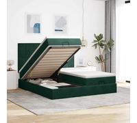 Velours doux avec ressorts ensachés Literie de rangement 180x200cm Vert | Cadre de lit ottoman avec matelas 180x200cm vert foncé velours, sommier à ressorts ensachés et surmatelas, rangement