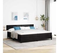 Velours Doux Design Moderne 200x200 cm Noir | Lit à Ressorts avec Matelas Noir 200x200 cm Velours Tissu Tête de Lit Ajustable Sommier à Lattes Moderne pour Chambre Empire